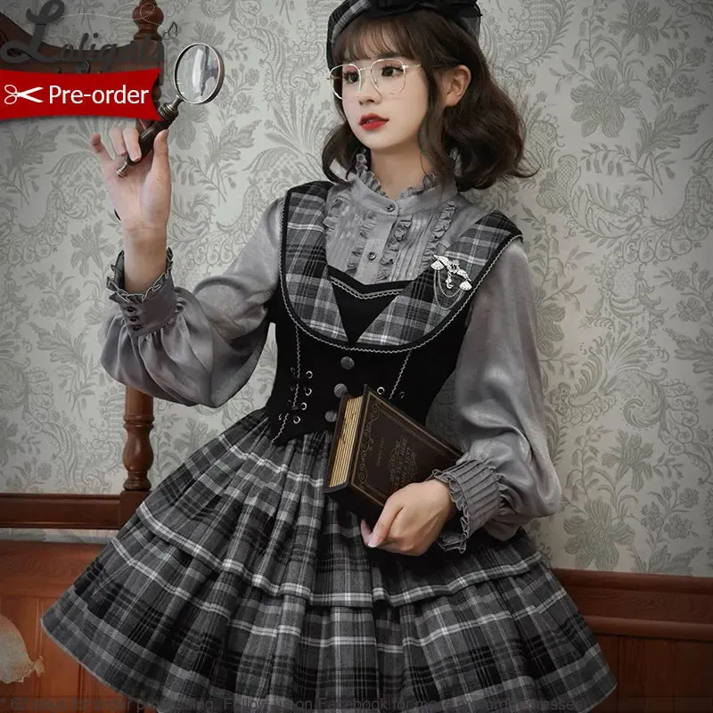 Detective School ~ Vintage Long Sleeve Lolita Blouse by Alice Girl ~ Pre-order