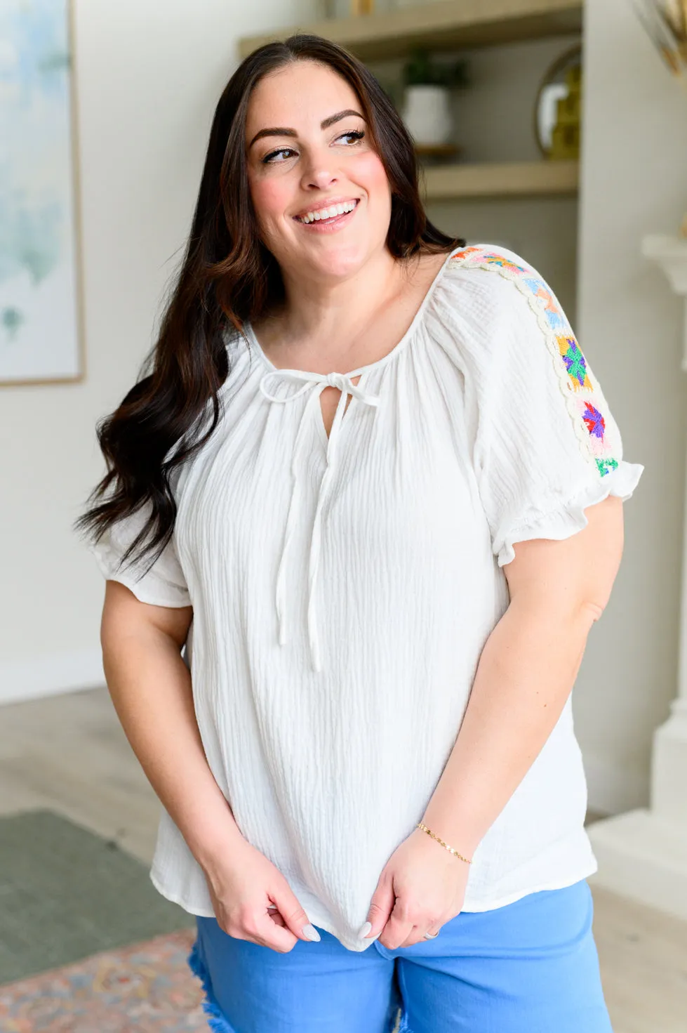 Don't You, Forget About Me Crinkle Knit Boho Blouse by Sew in Love