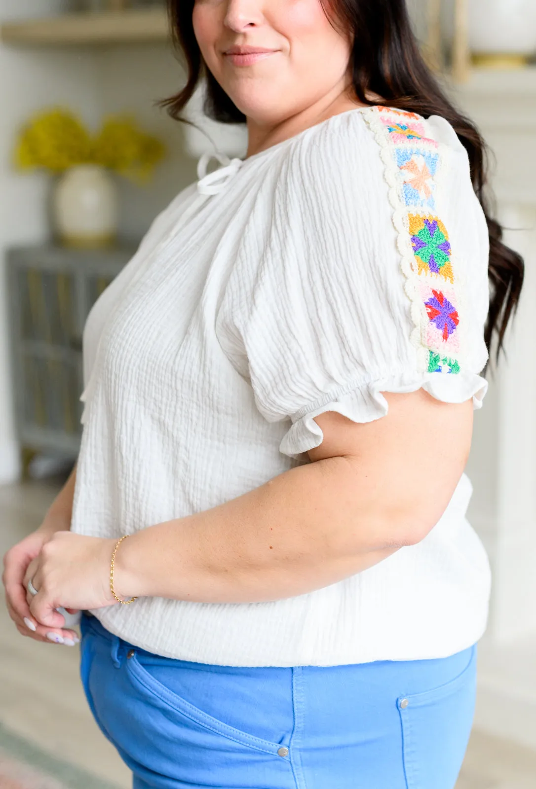 Don't You, Forget About Me Crinkle Knit Boho Blouse by Sew in Love