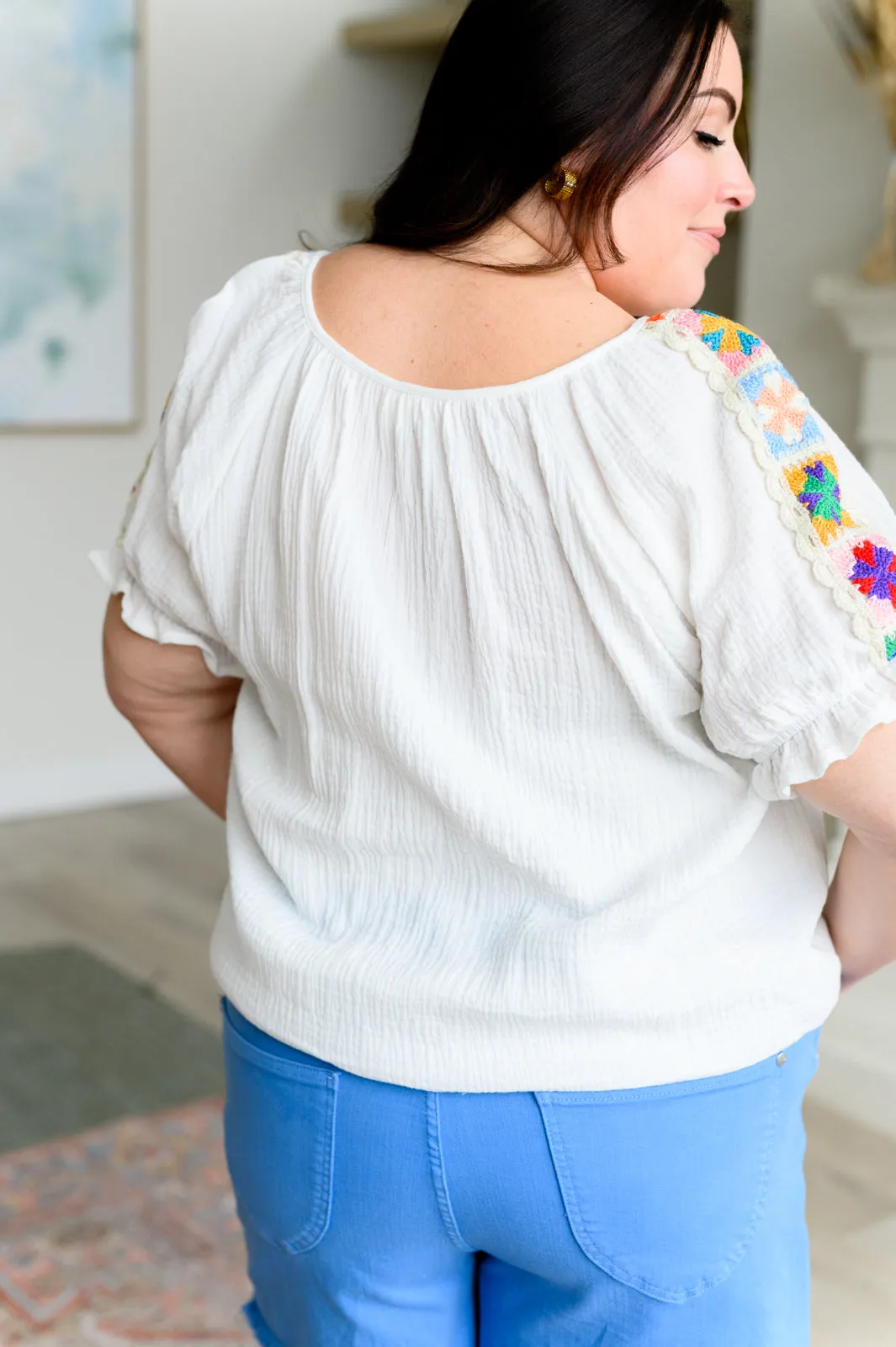 Don't You, Forget About Me Crinkle Knit Boho Blouse by Sew in Love
