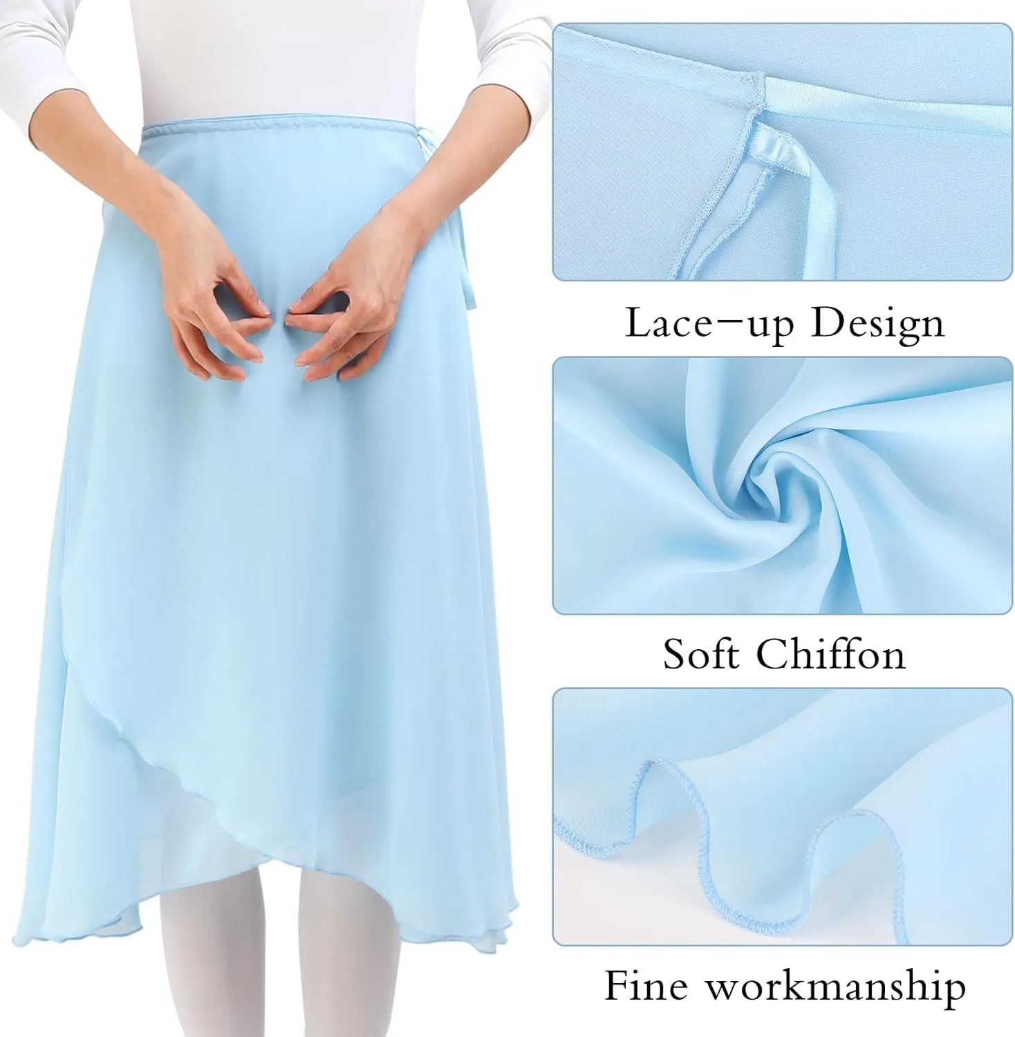 EASTBUDDY Ballet Skirt Women Sheer Long Dance Wrap Skirt for Adult Girls Chiffon Skirts with Adjustable Tie Waist