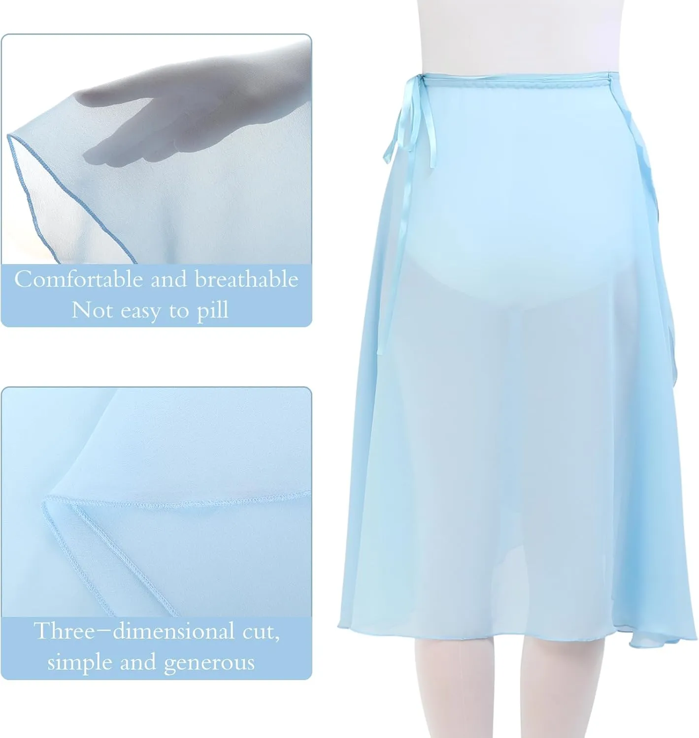 EASTBUDDY Ballet Skirt Women Sheer Long Dance Wrap Skirt for Adult Girls Chiffon Skirts with Adjustable Tie Waist