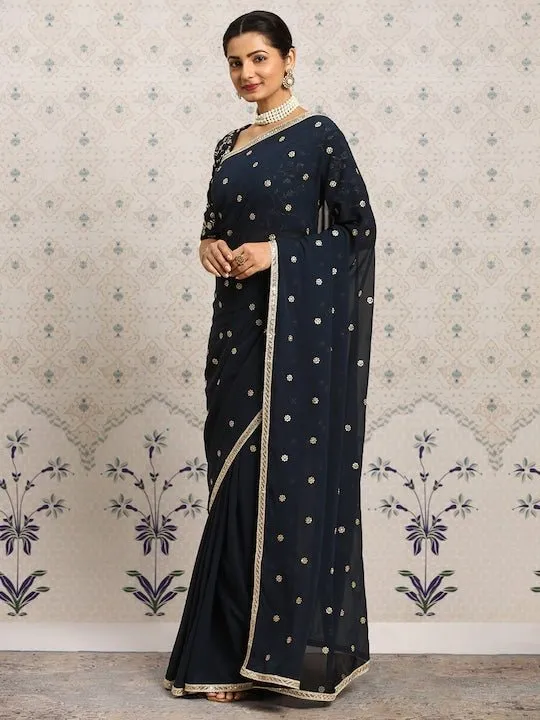 Embroidered Floral Zari Saree