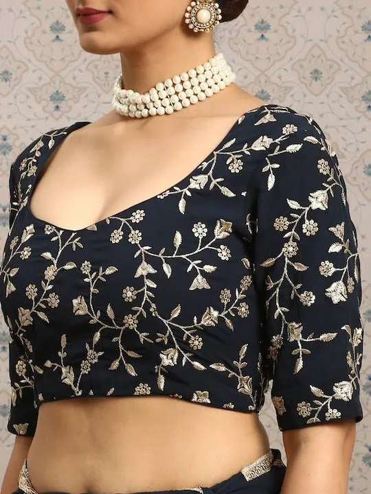 Embroidered Floral Zari Saree