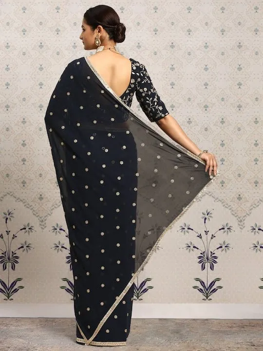 Embroidered Floral Zari Saree