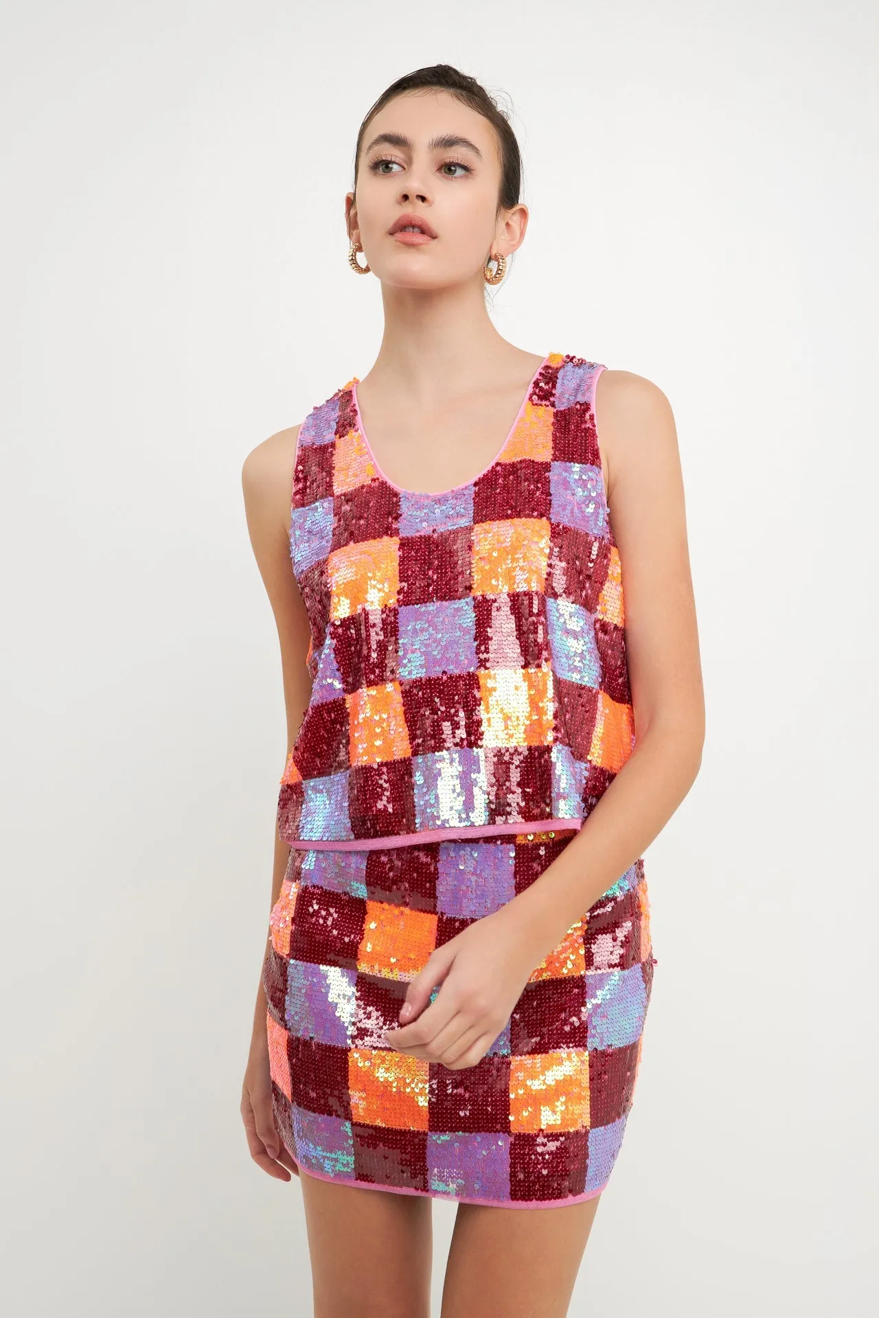 Endless Rose - Checkered Sequin Top