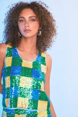 Endless Rose - Checkered Sequin Top