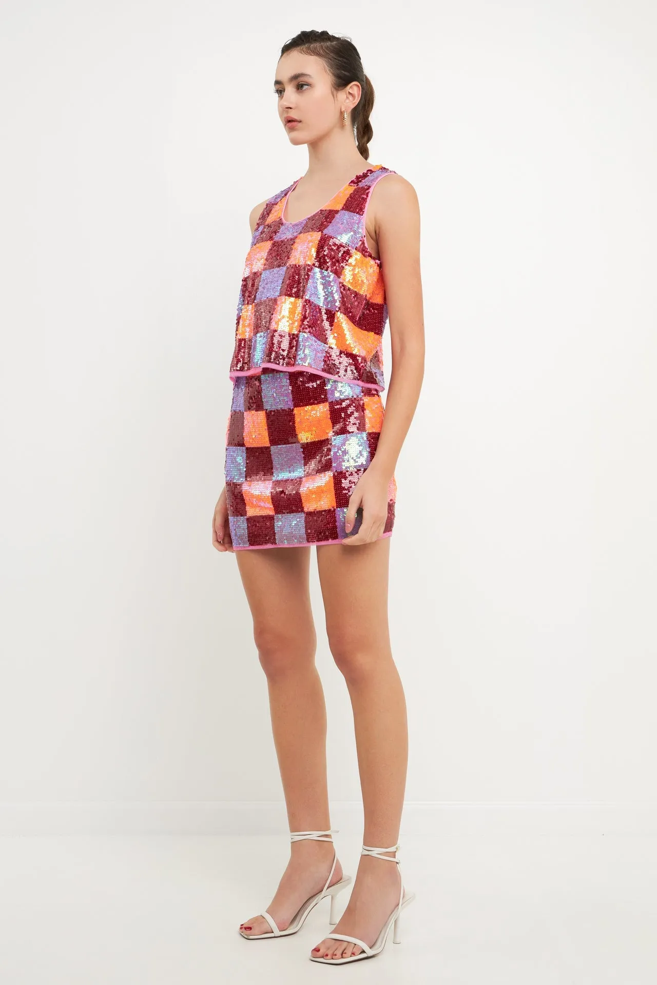 Endless Rose - Checkered Sequin Top