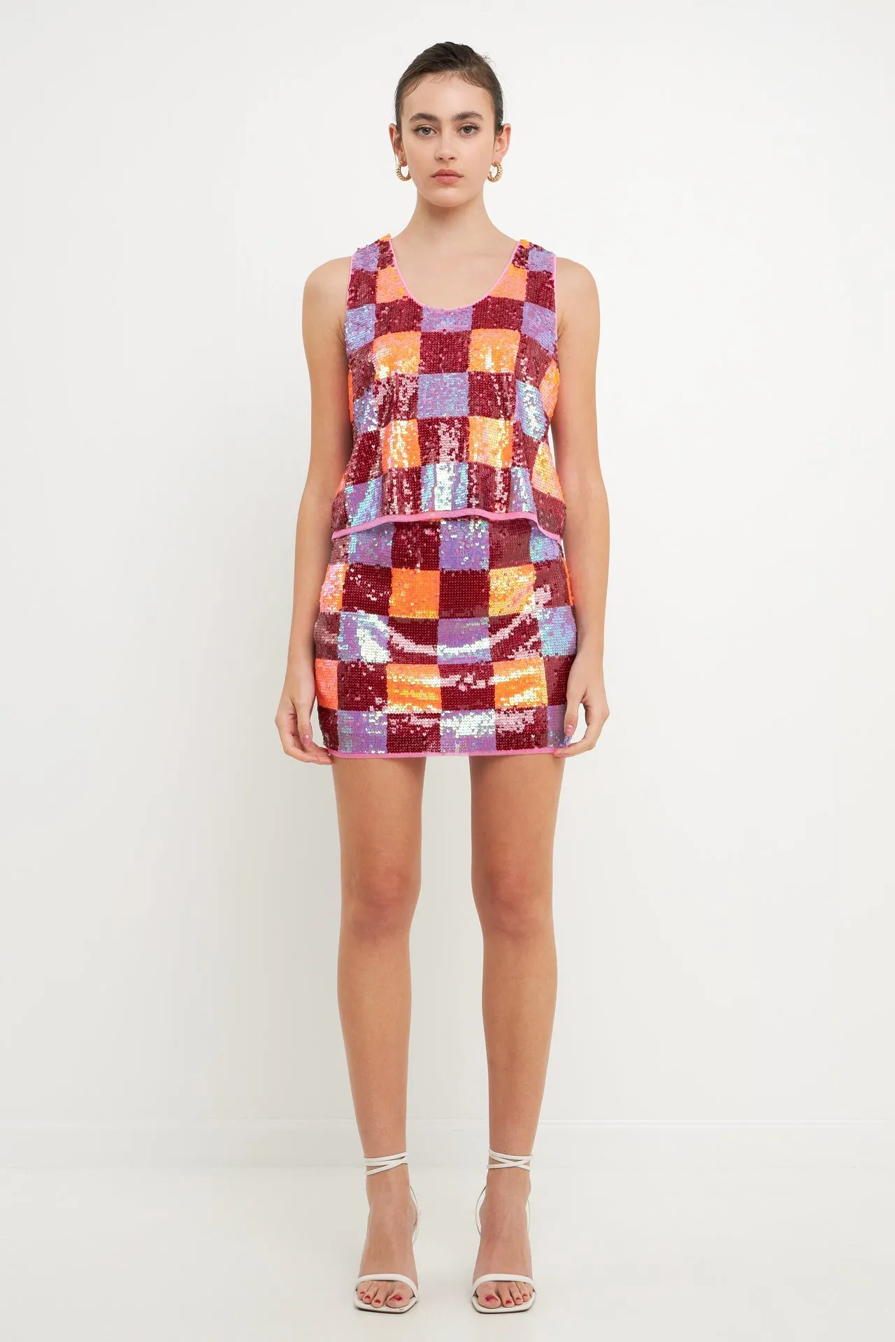 Endless Rose - Checkered Sequin Top