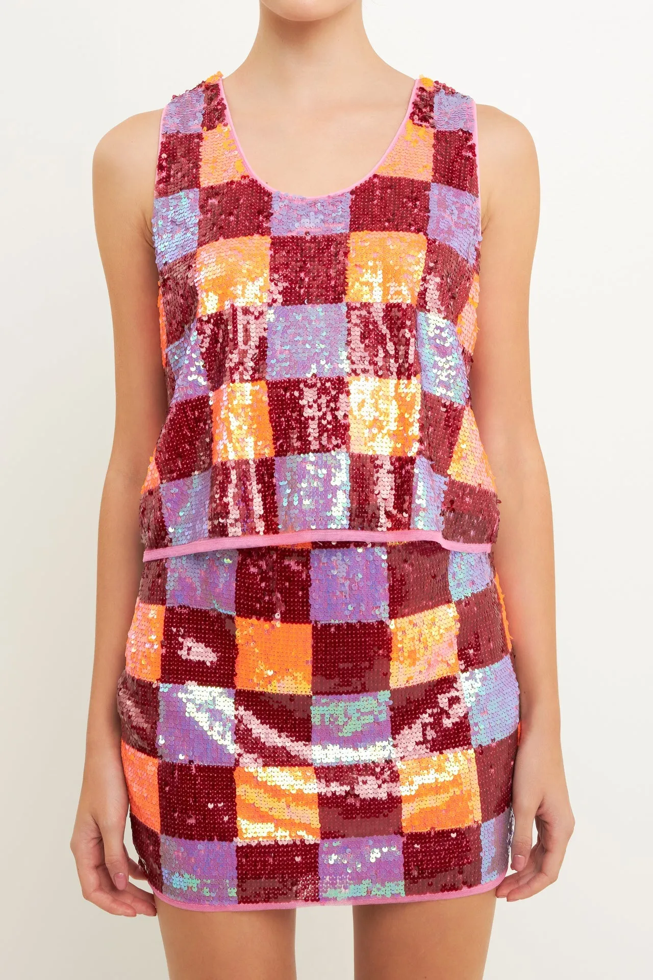 Endless Rose - Checkered Sequin Top
