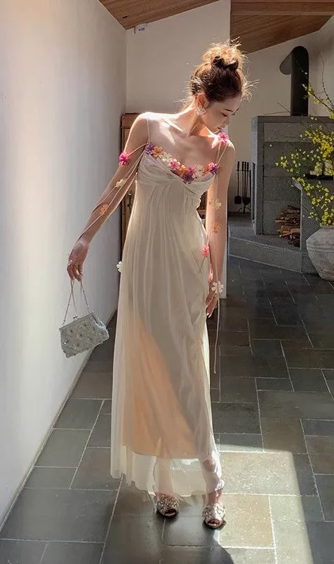 Faerie Flower Embellished Sleeveless Dress