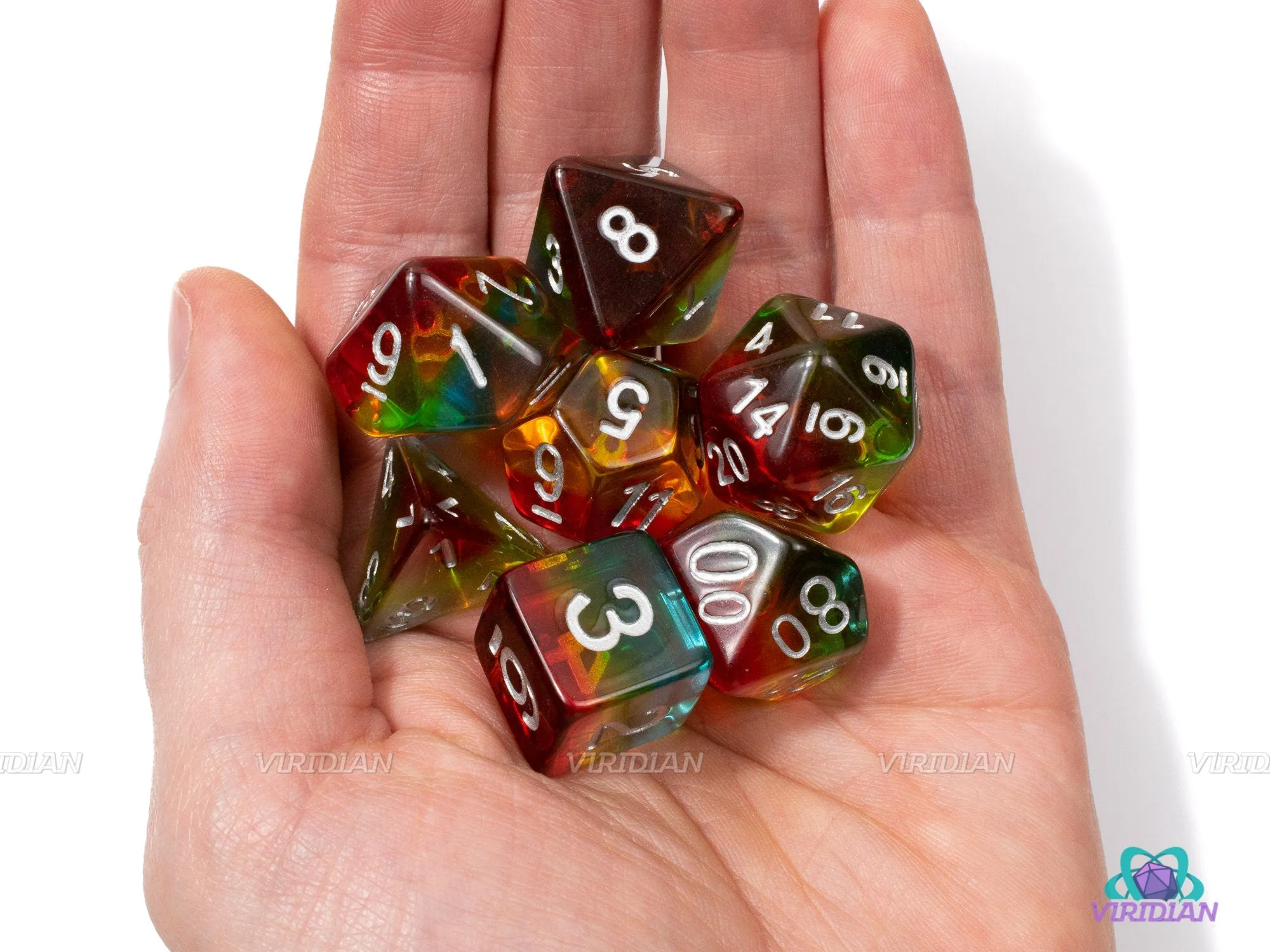 Fish Food | Red, Yellow and Blue Layered Acrylic Dice Set (7) | Dungeons and Dragons (DnD)
