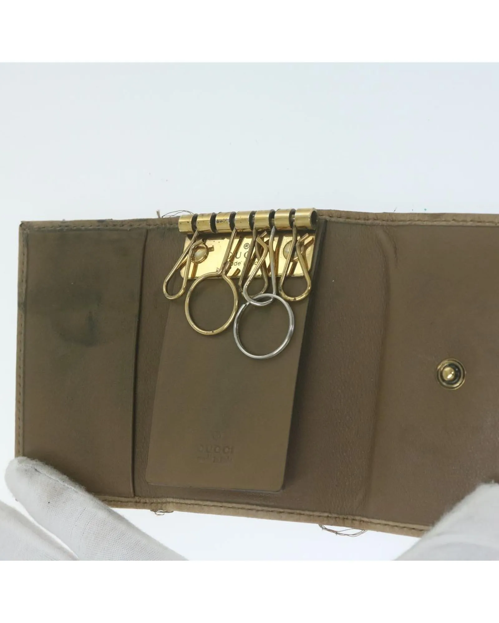 GG Canvas Leather Key Case Set with 5 Compartments.