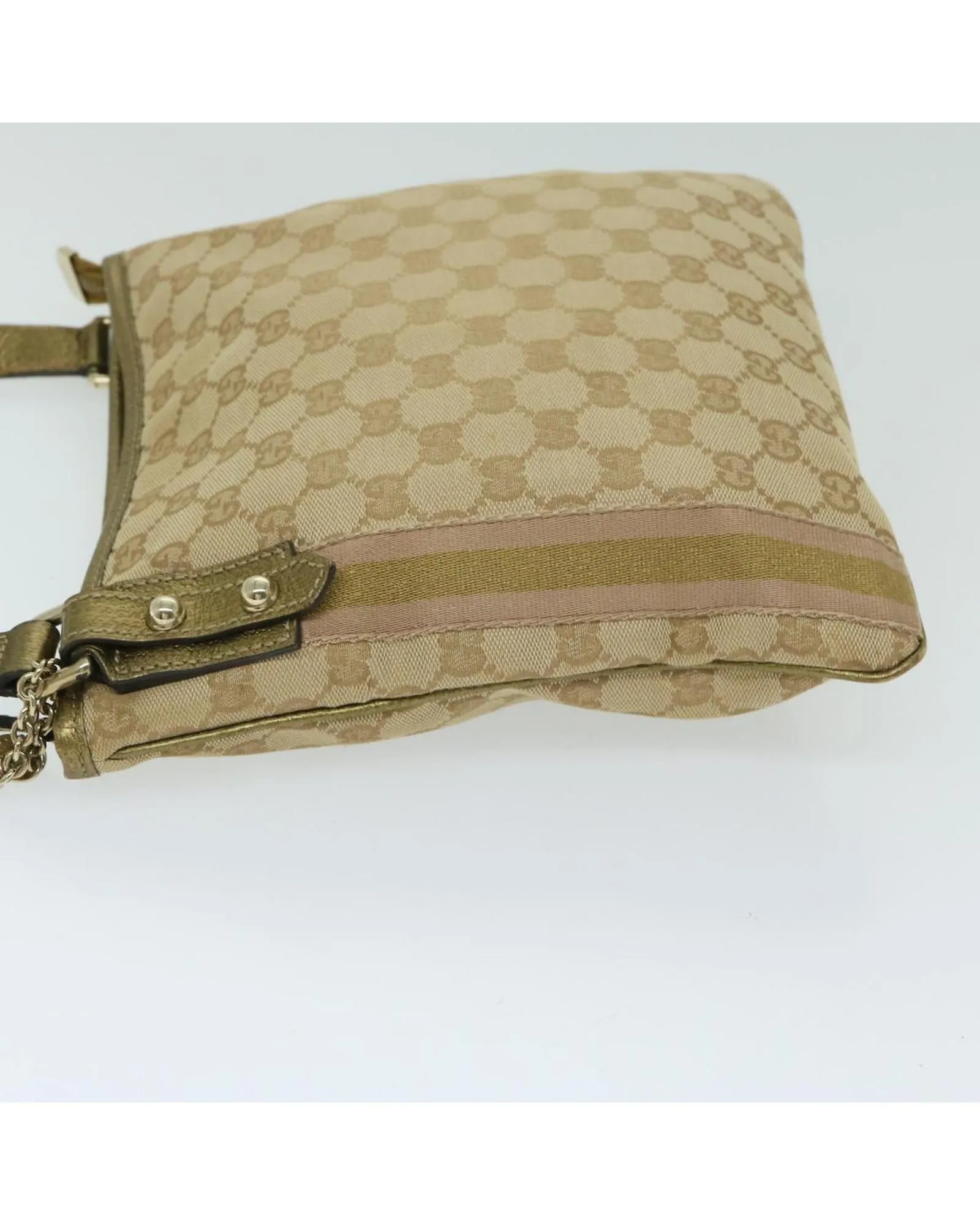 GG Canvas Sherry Line Shoulder Bag with Gold Accents - Authentic