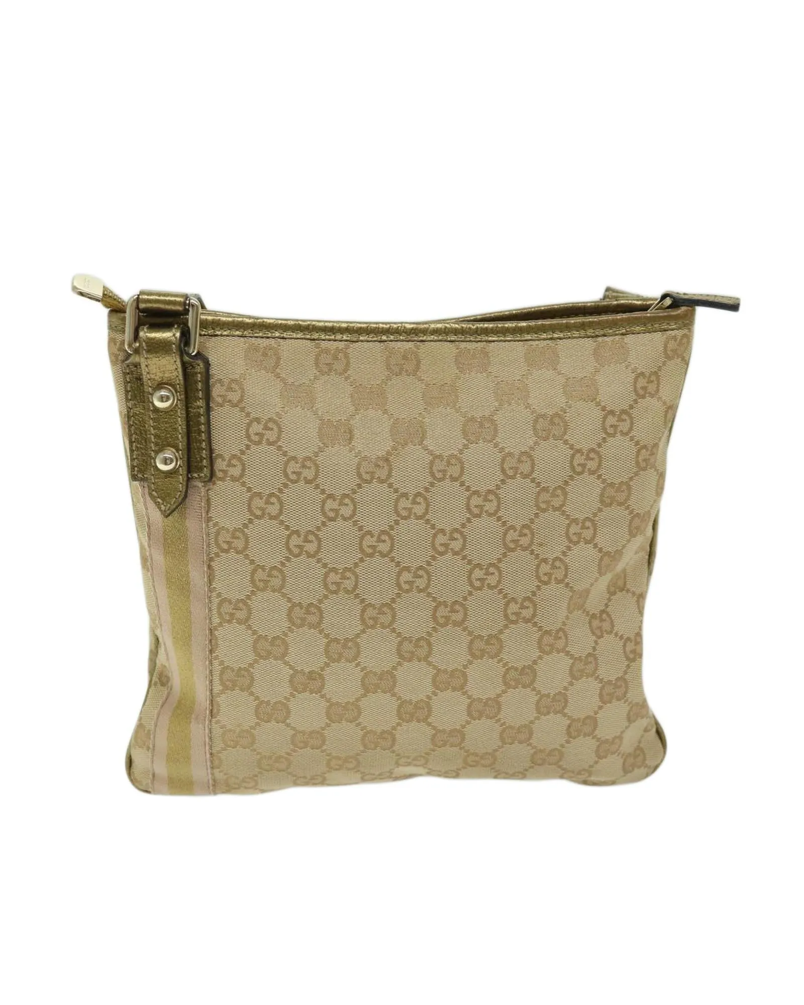 GG Canvas Sherry Line Shoulder Bag with Gold Accents - Authentic