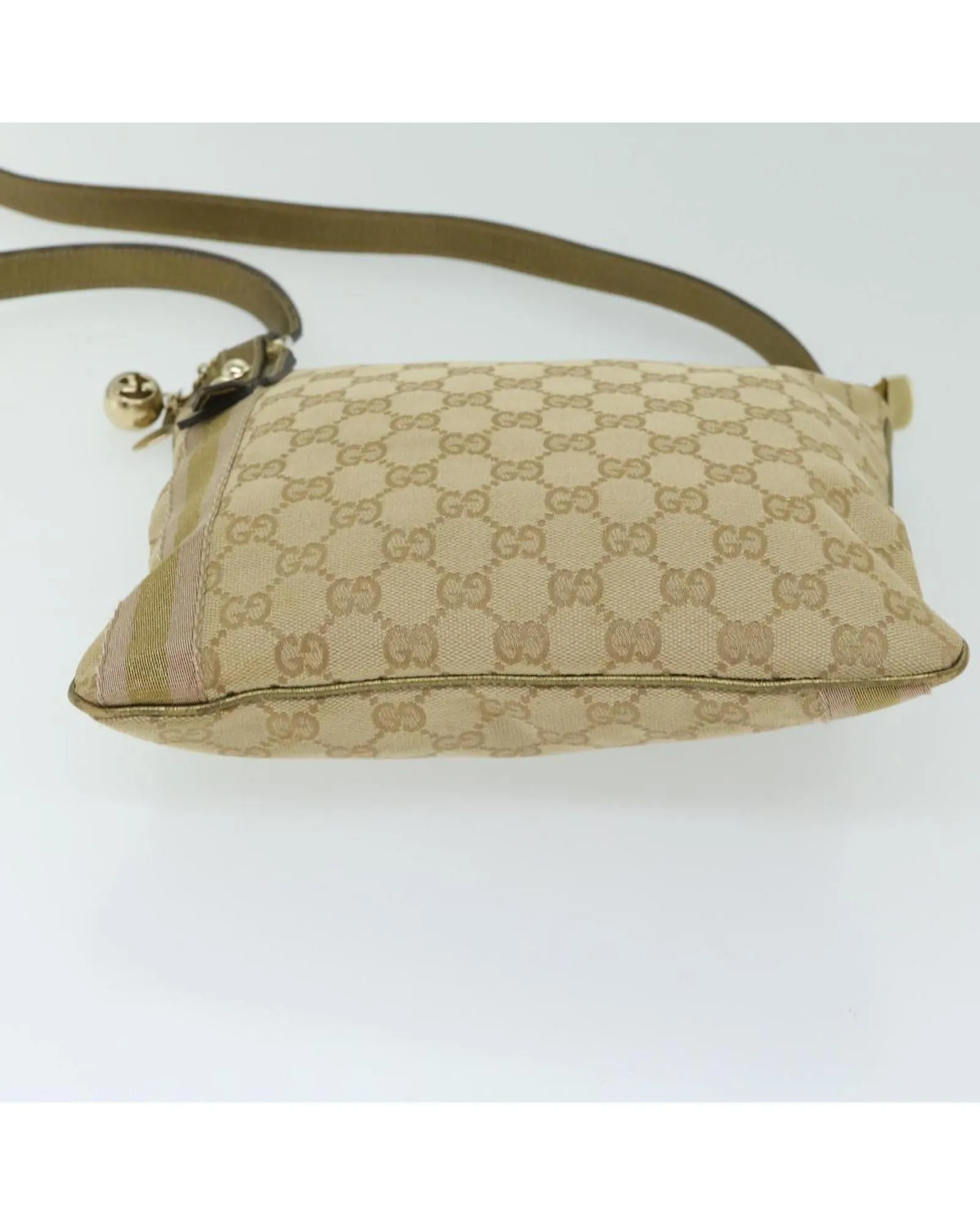 GG Canvas Sherry Line Shoulder Bag with Gold Accents - Authentic