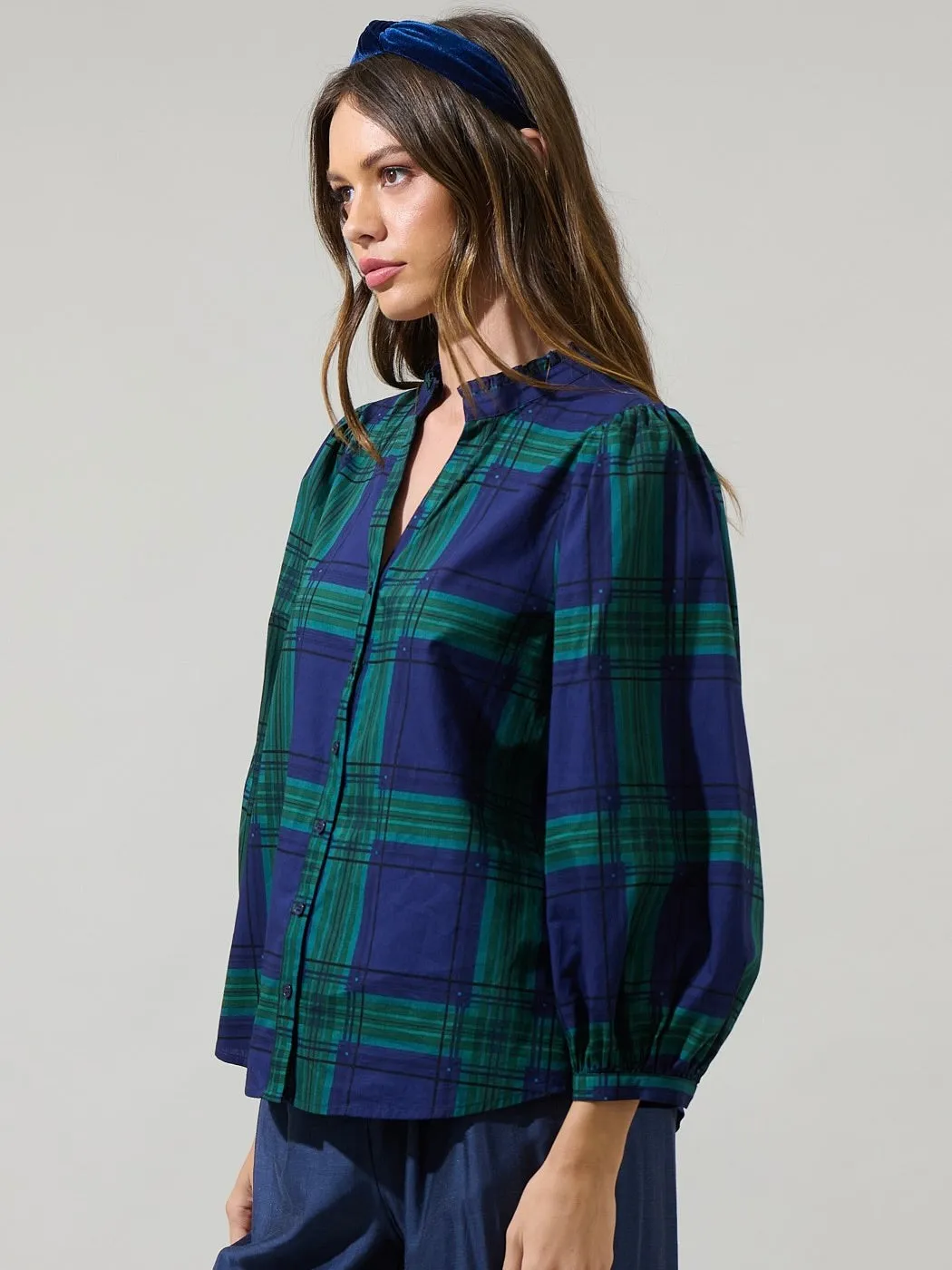 Harrisville Plaid Button Top