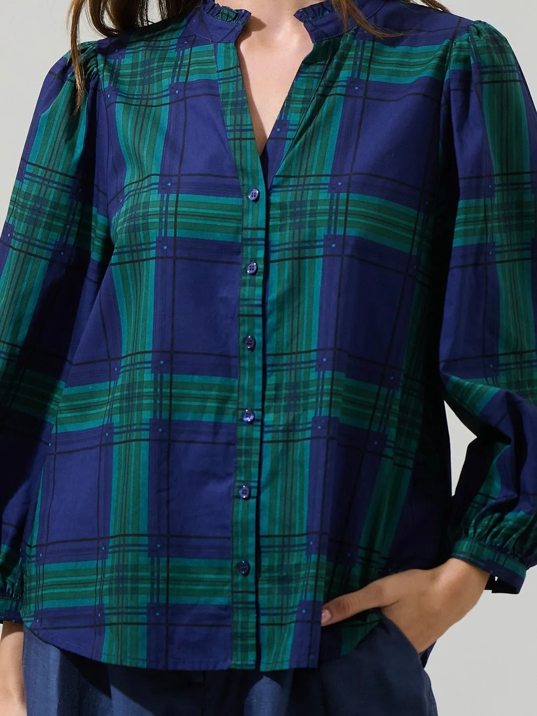 Harrisville Plaid Button Top