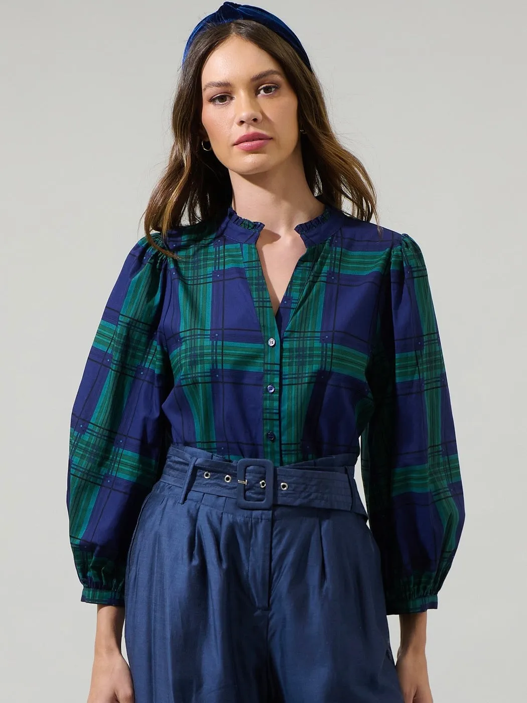 Harrisville Plaid Button Top
