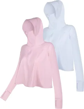 Hercicy 2 Pcs UV Protection Clothing Sun Protection Hoodie Jacket Full Zip UV Block Clothing for Women