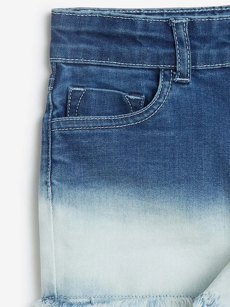 HOP Kids Light Blue Dip-Dye Denim Shorts