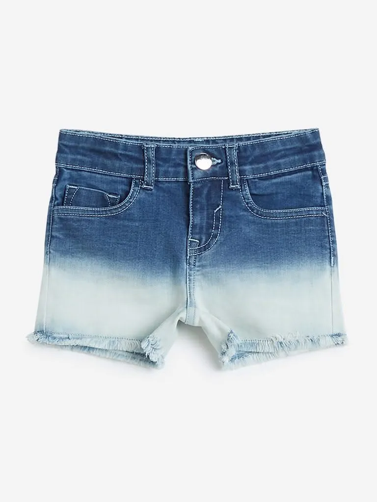 HOP Kids Light Blue Dip-Dye Denim Shorts