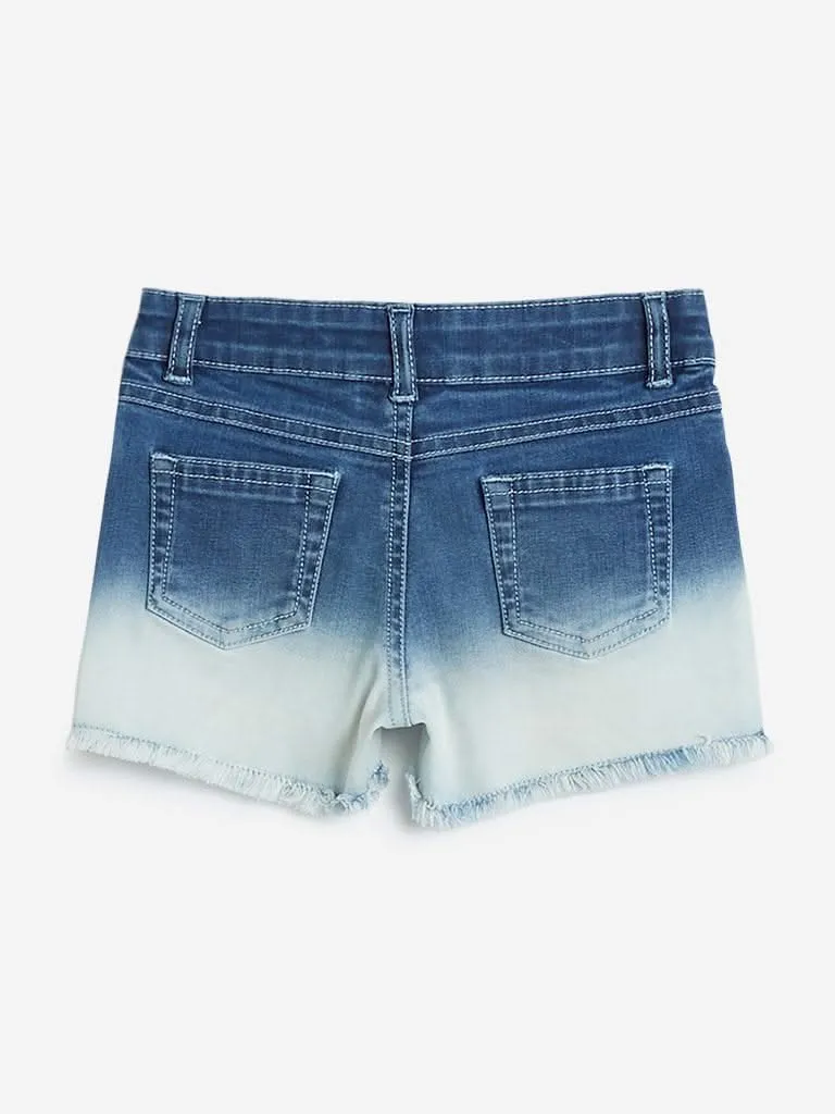 HOP Kids Light Blue Dip-Dye Denim Shorts
