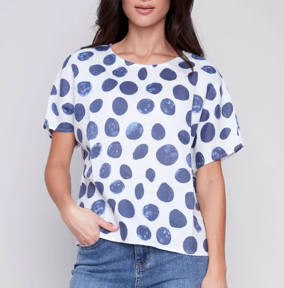 Indigo Dot Boxy Top (Only XXL Left)