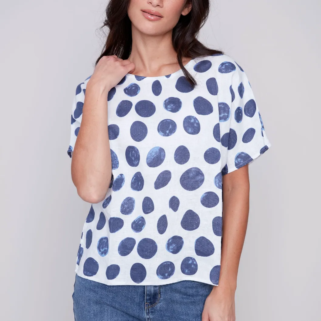 Indigo Dot Boxy Top (Only XXL Left)
