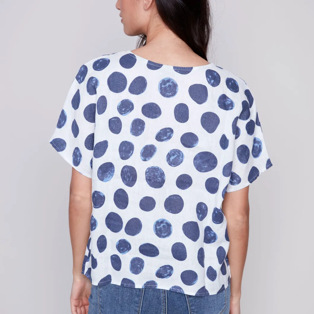 Indigo Dot Boxy Top (Only XXL Left)