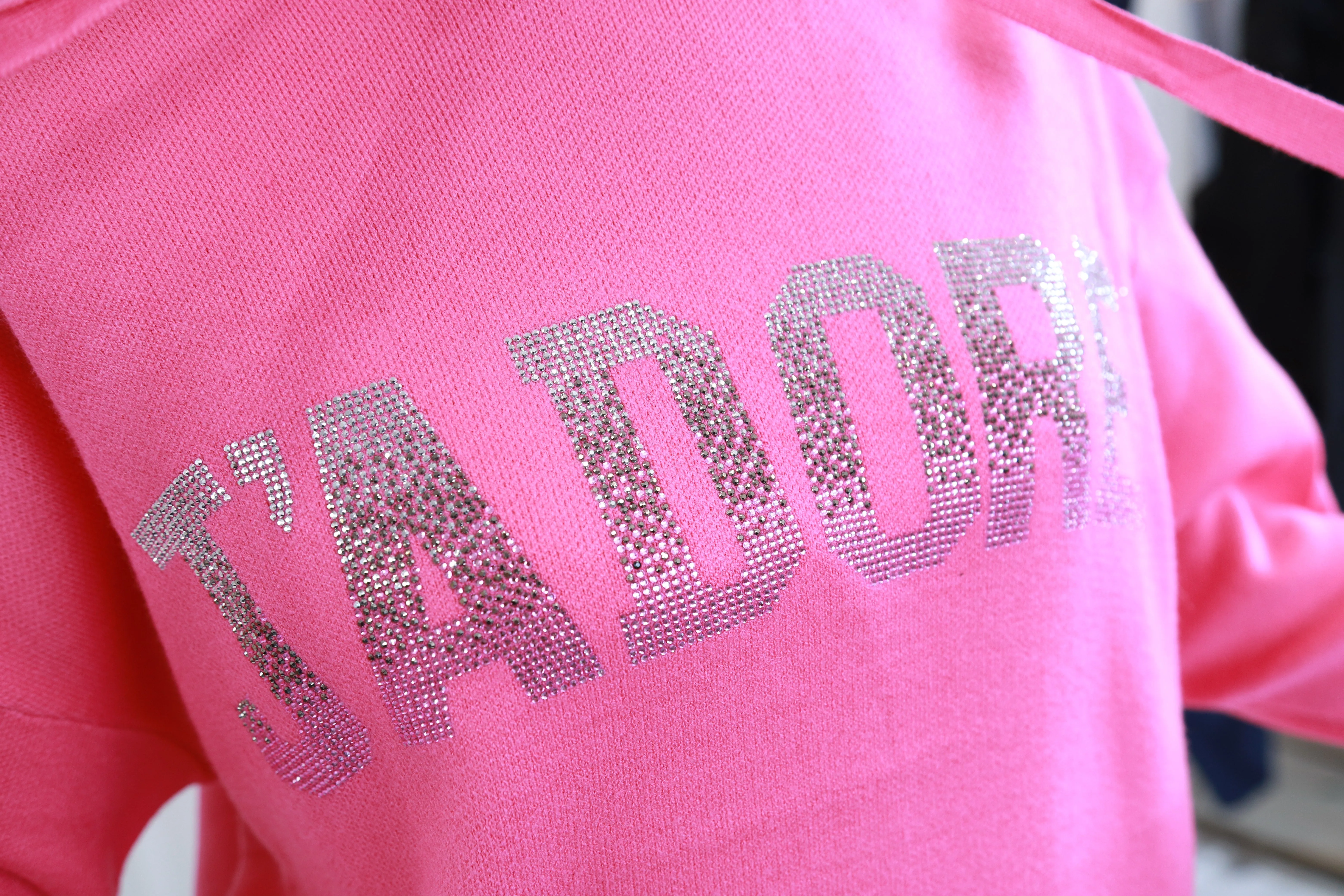 JADORE PINK DIAMANTE  KNIT HOODIE  WF1951