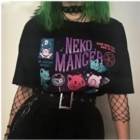 Japanese cartoon print short-sleeved top t-shirt