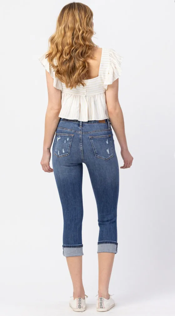 Judy Blue Mid-Rise Cuffed Capri