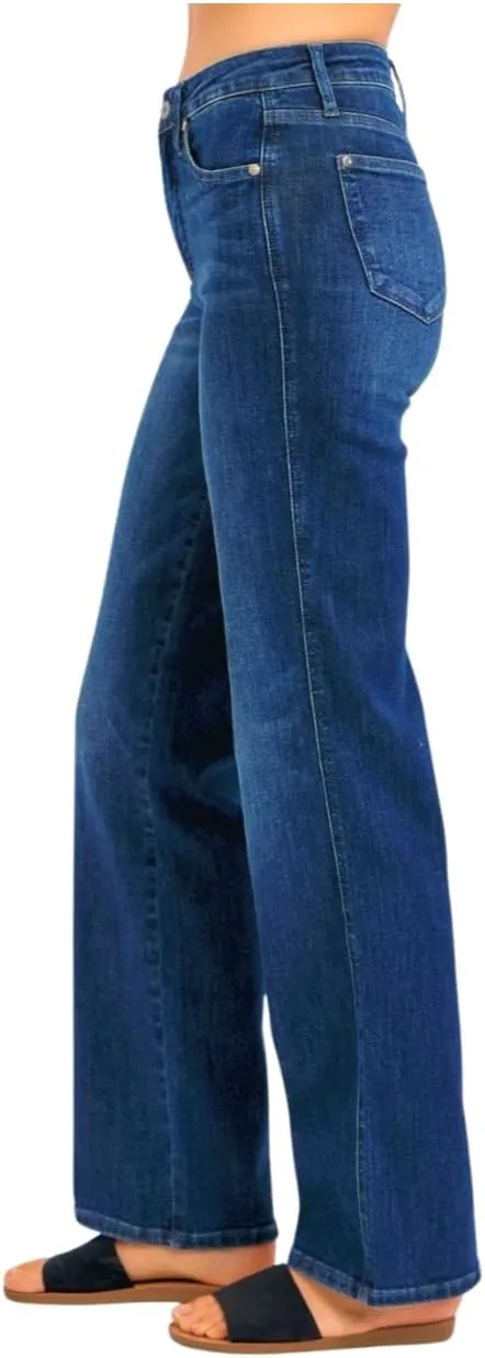 Judy Blue Mid Rise Tummy Control Straight Jeans- Ivory Gem