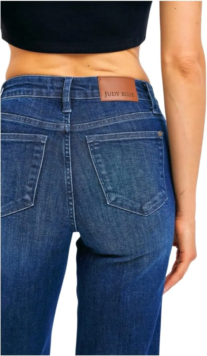 Judy Blue Mid Rise Tummy Control Straight Jeans- Ivory Gem