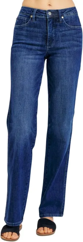 Judy Blue Mid Rise Tummy Control Straight Jeans- Ivory Gem
