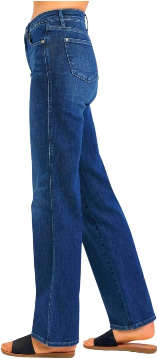 Judy Blue Mid Rise Tummy Control Straight Jeans- Ivory Gem