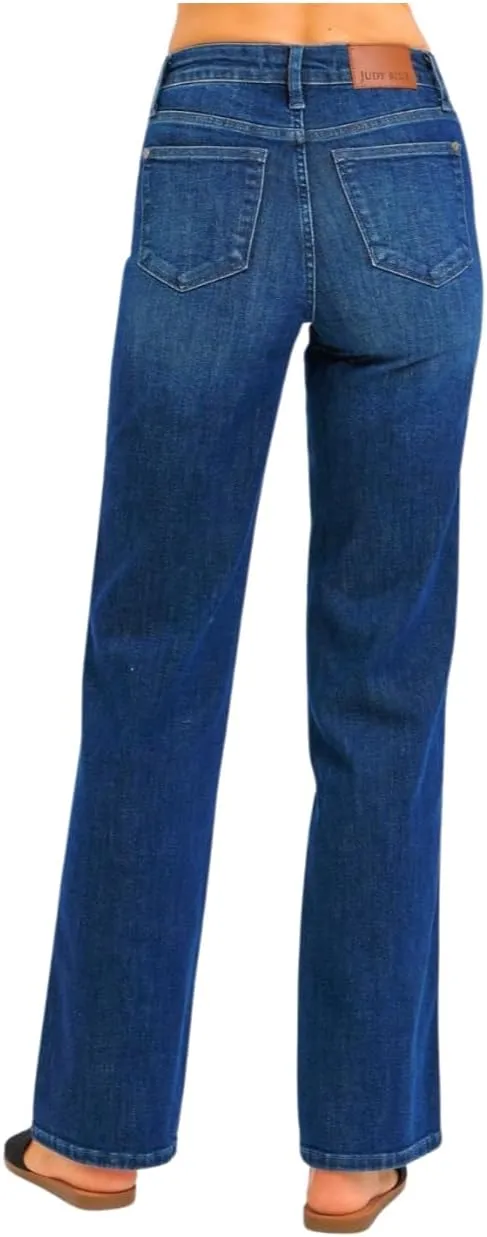 Judy Blue Mid Rise Tummy Control Straight Jeans- Ivory Gem