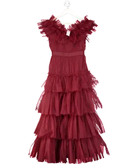 Karen Millen Red Tulle Layered Off The Shoulder Prom Dress UK 8