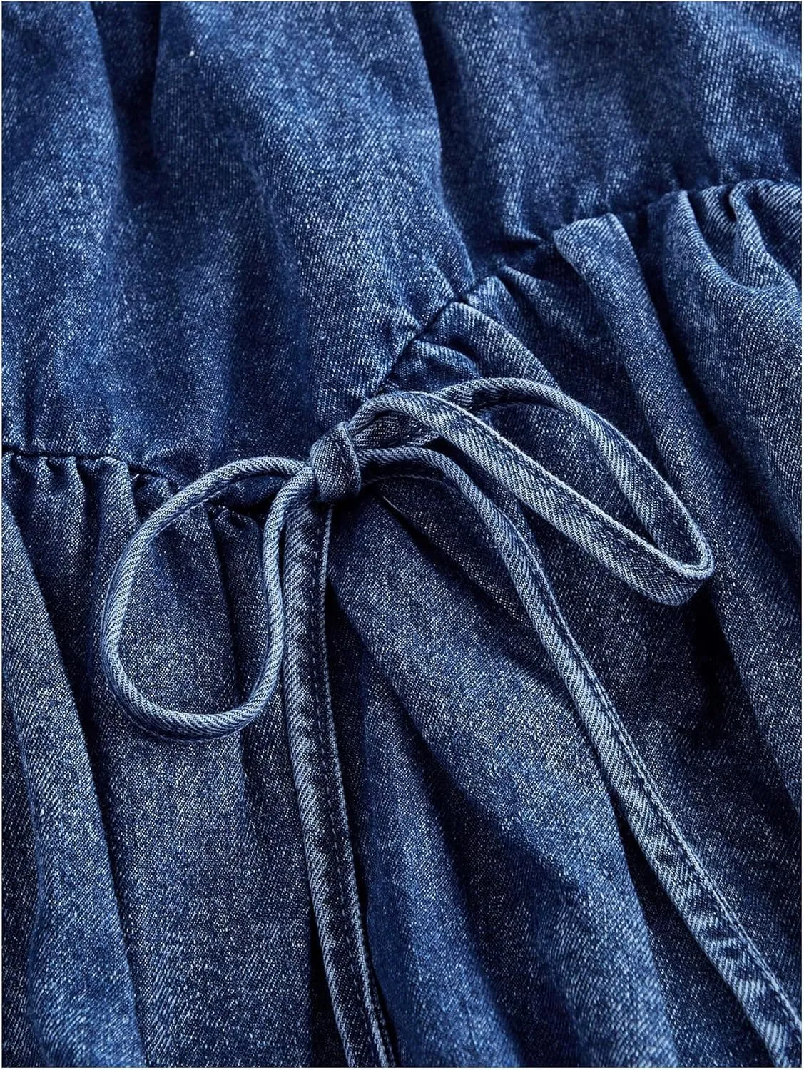 MakeMeChic Women's Plus Size Denim Skirt Bow Elastic Waist Ruffled Puffy A Line Y2k Bubble Mini Skirts