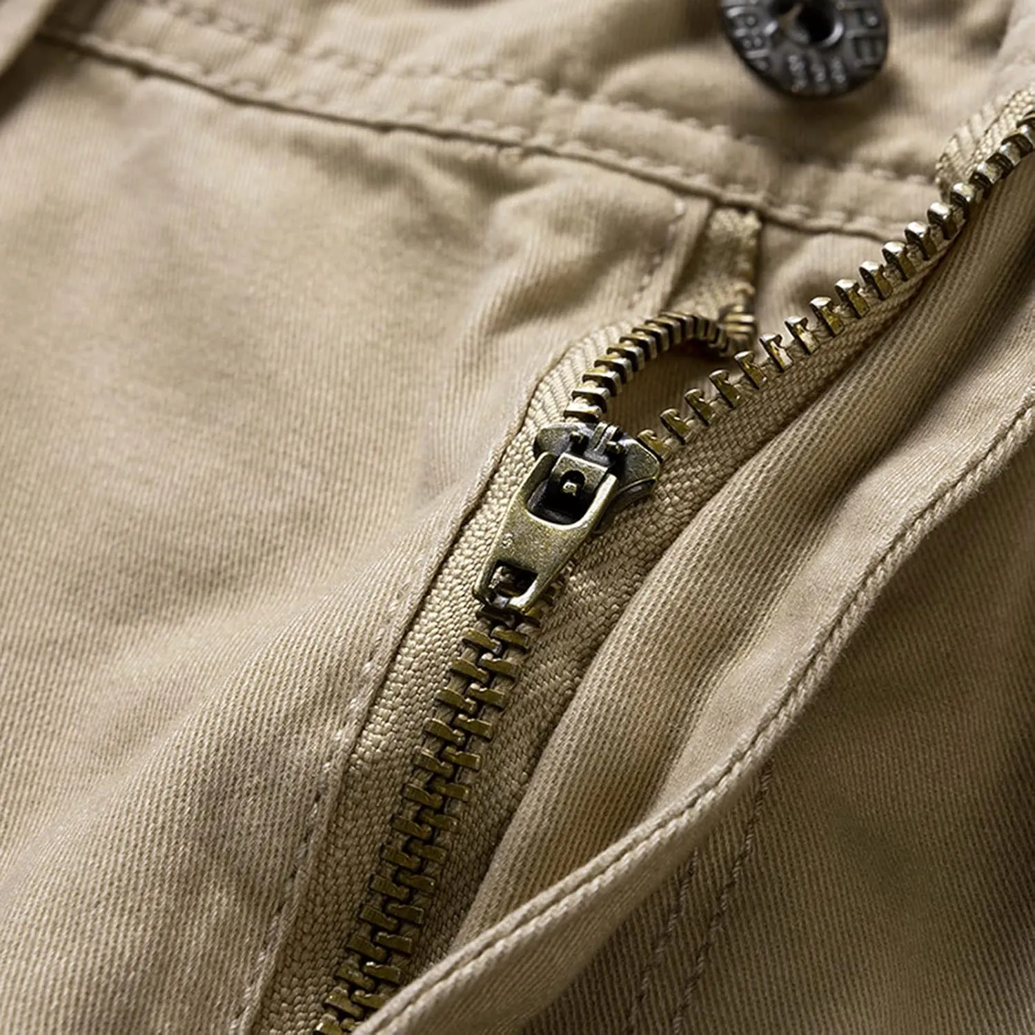 Mens Cotton Cargo Shorts Relaxed Fit 11 Inch Inseam Outdoor Casual Work Hiking Shorts with Zipper Pockets No Belt