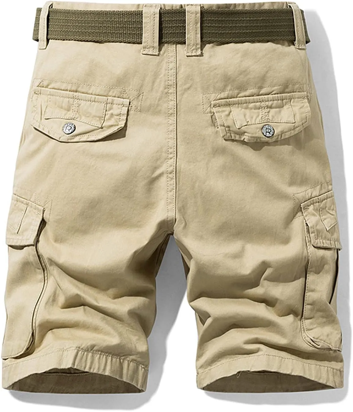 Mens Cotton Cargo Shorts Relaxed Fit 11 Inch Inseam Outdoor Casual Work Hiking Shorts with Zipper Pockets No Belt