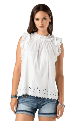 Miss Me Women's Eyelet Ruffled Top