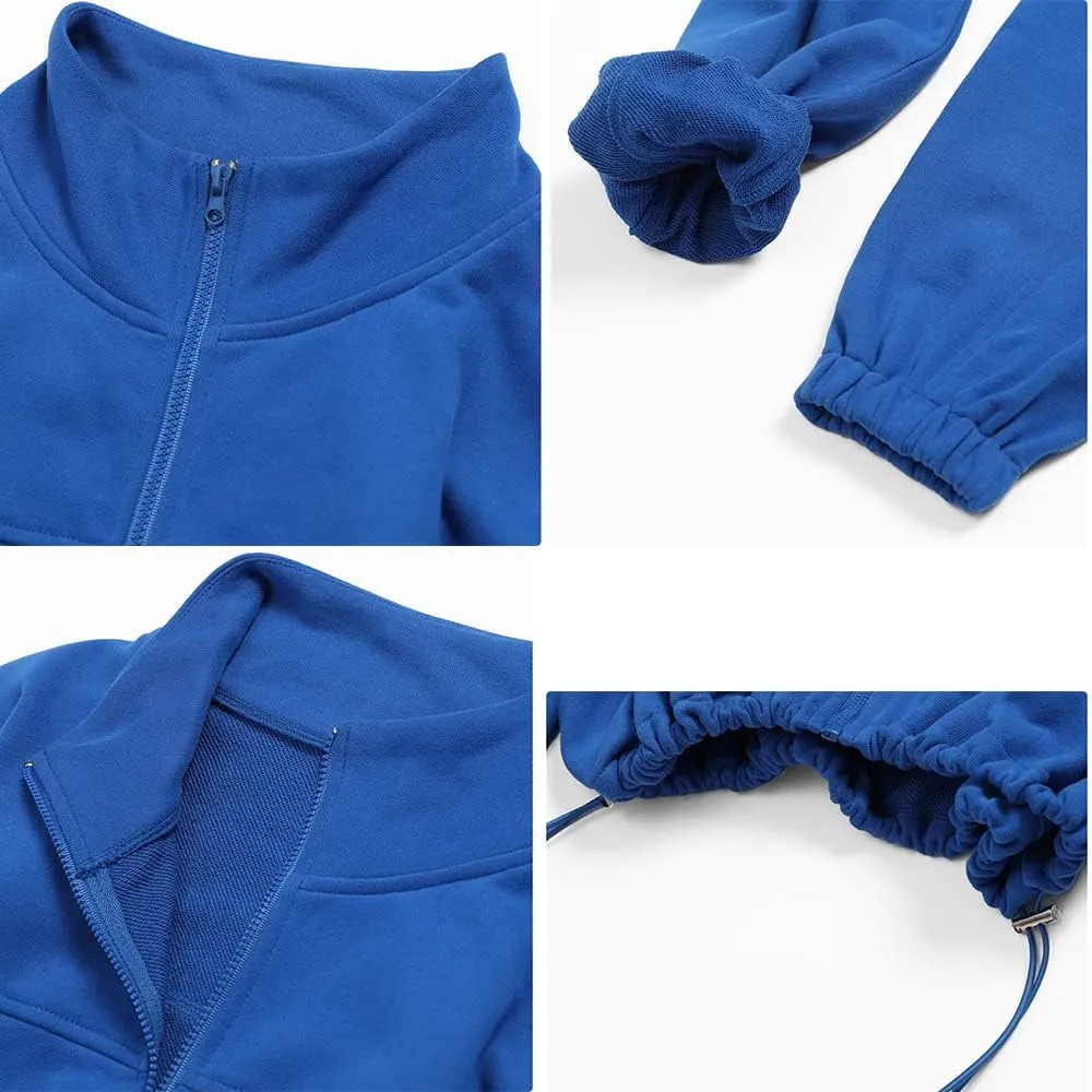 MISSACTIVER Women Casual Zip Up Stand Collar Crop Workout Sweatshirt Long Sleeve Drawstring Hem Cropped Sport Jackets Top