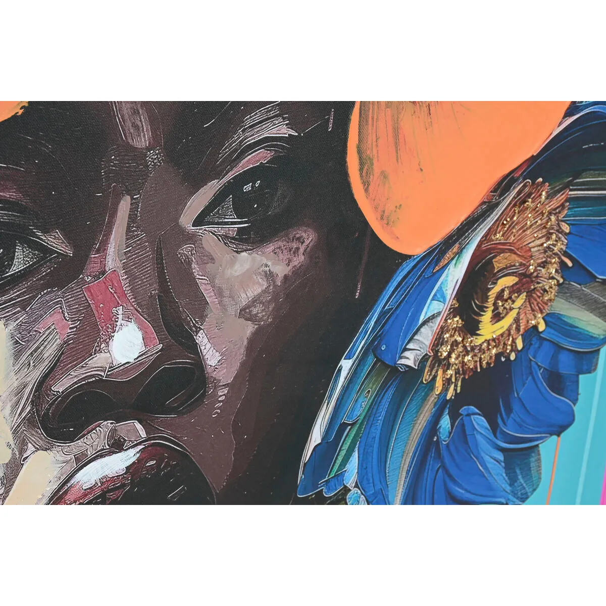 Painting Home ESPRIT Yellow Pink Modern African Woman 80 x 3,3 x 120 cm (2 Units)