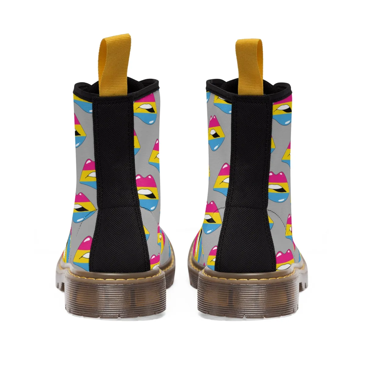Pansexual Flag Kisses LGBTQ Grey Canvas Boots Unisex Size