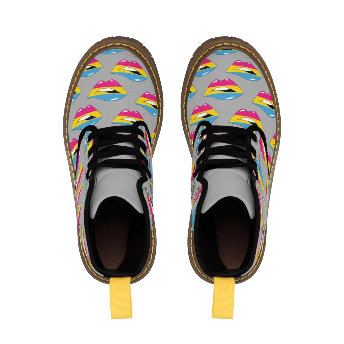 Pansexual Flag Kisses LGBTQ Grey Canvas Boots Unisex Size