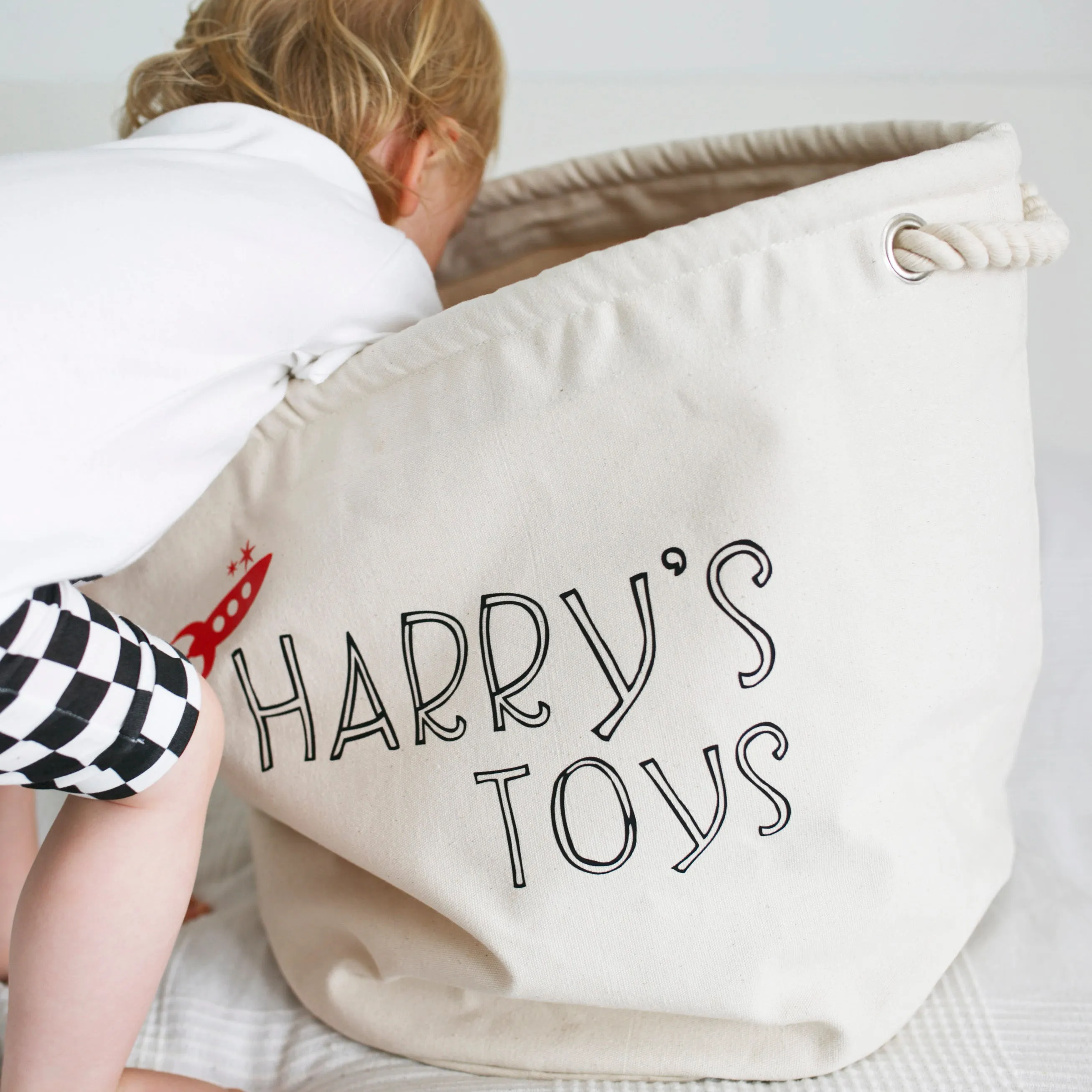 Personalised Canvas Rope Toy Basket