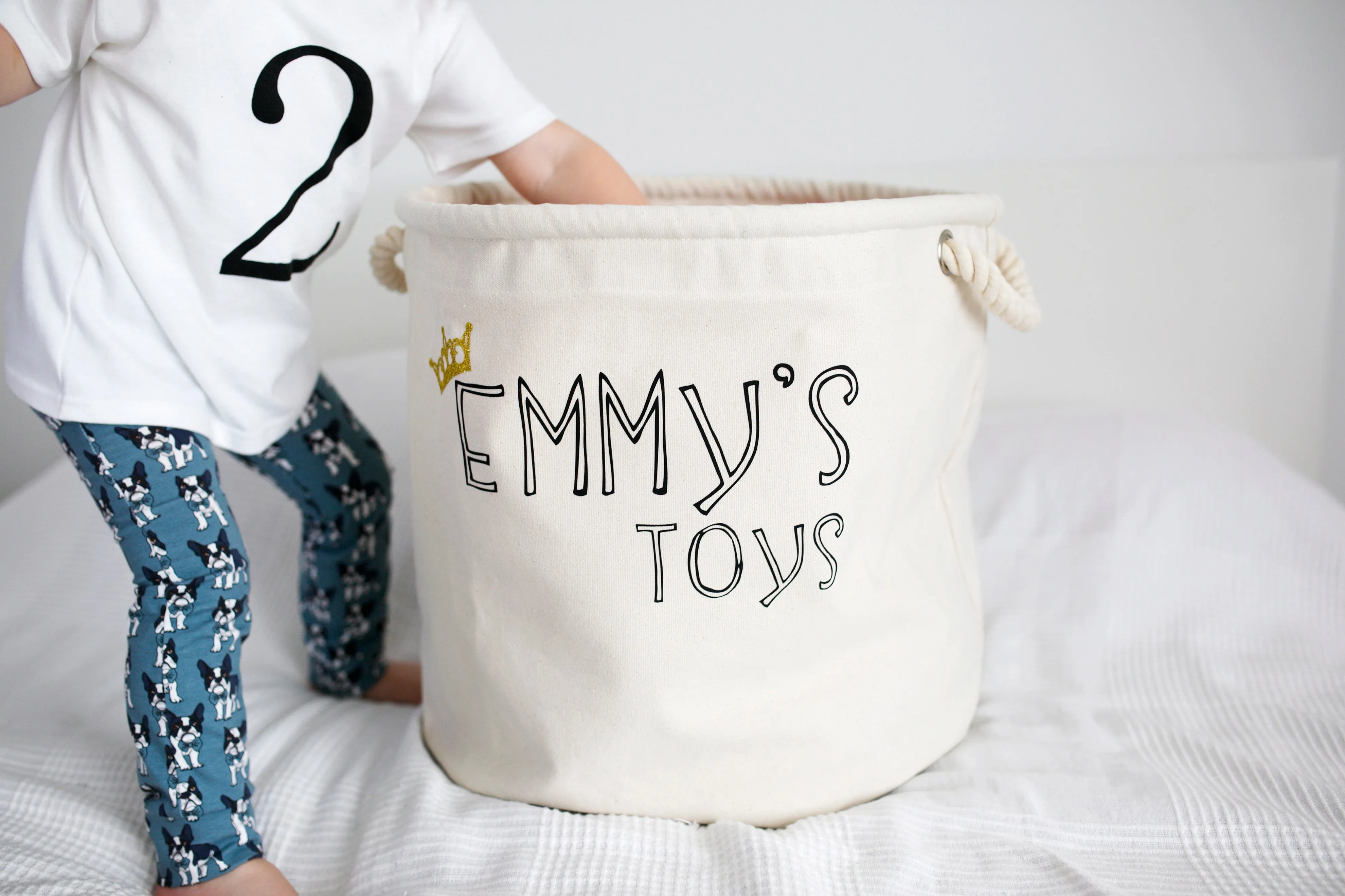 Personalised Canvas Rope Toy Basket