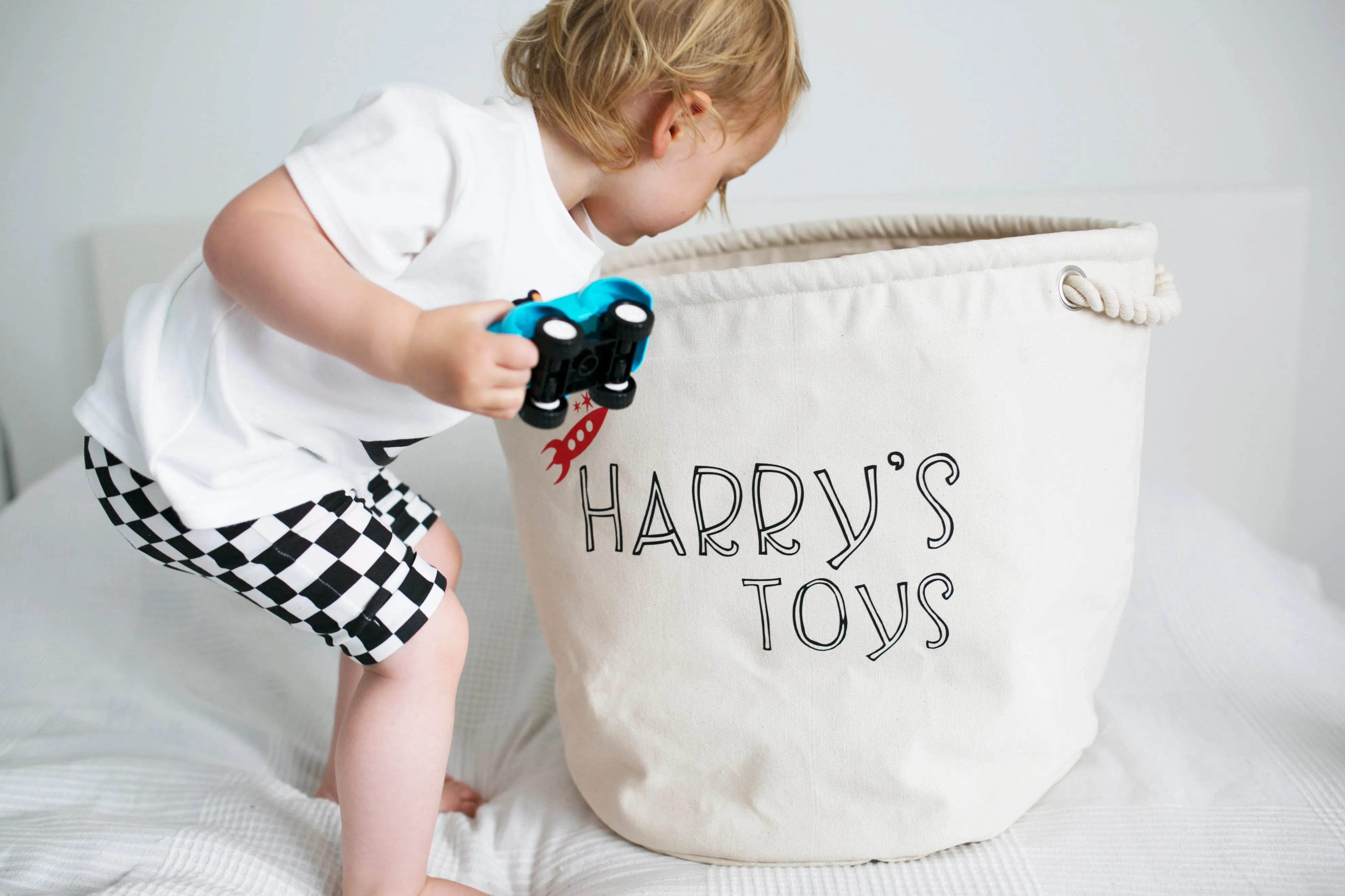 Personalised Canvas Rope Toy Basket